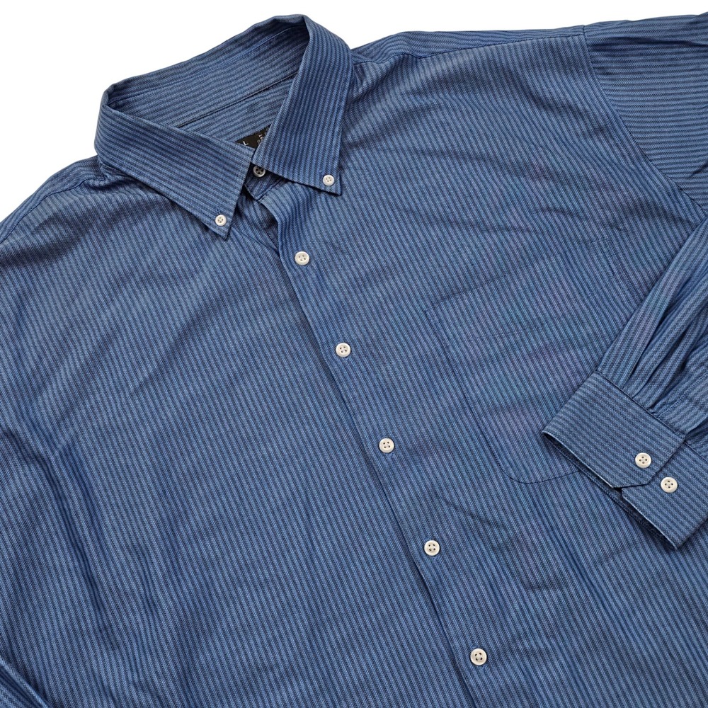 Oak Hill Button Down Mens 20 38/39T Blue Striped Supima Cotton Non-Iron Business